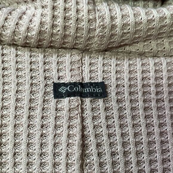 COLUMBIA Waffle Knit Cowl Neck Pullover Dusty Rose Women’s Size Small - Picture 6 of 8